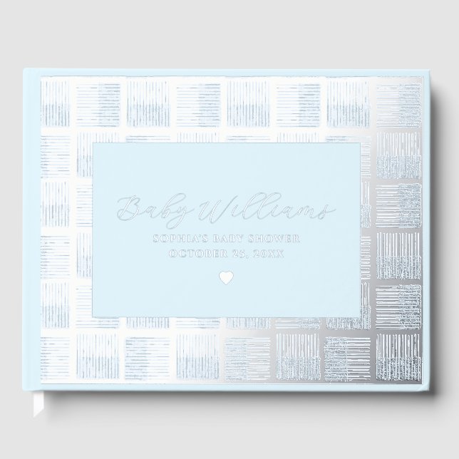 Blue Baby Shower Guest Book Real Foil Guestbooks  (Front)