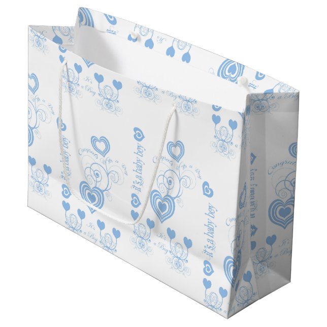 Blue Baby Shower Large Gift Bag (Front Angled)