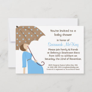 Blue Baby Shower - Modern Mummy Baby Bump Invitation