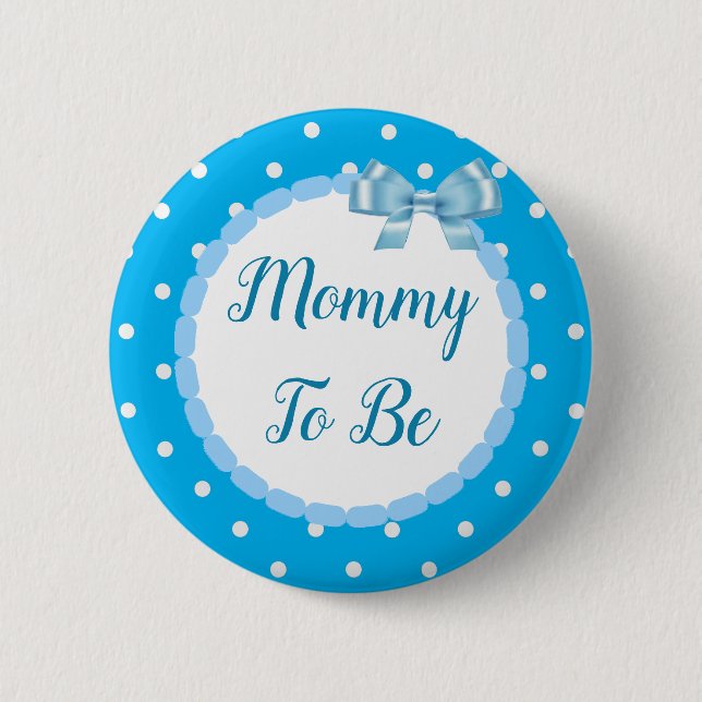 Blue Baby Shower Mum To Be 6 Cm Round Badge (Front)