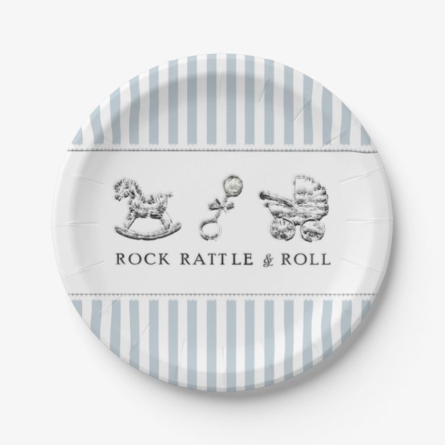 Blue Baby Shower Paper Plate (Front)