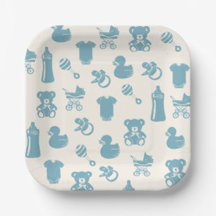 Blue Baby Shower Paper Plate