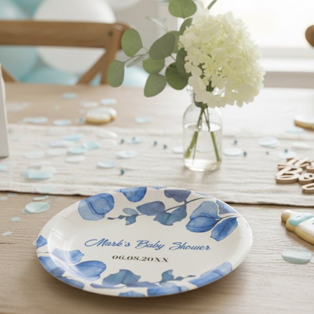 Blue Baby Shower paper plate – Custom Name & Event (Creator Uploaded)