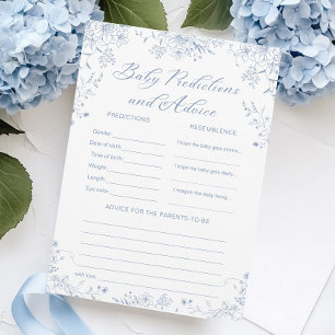 Blue Baby Shower Predictions and Advice Game Card