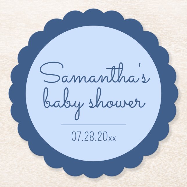 Blue Baby Shower Scalloped Coasters (Front)