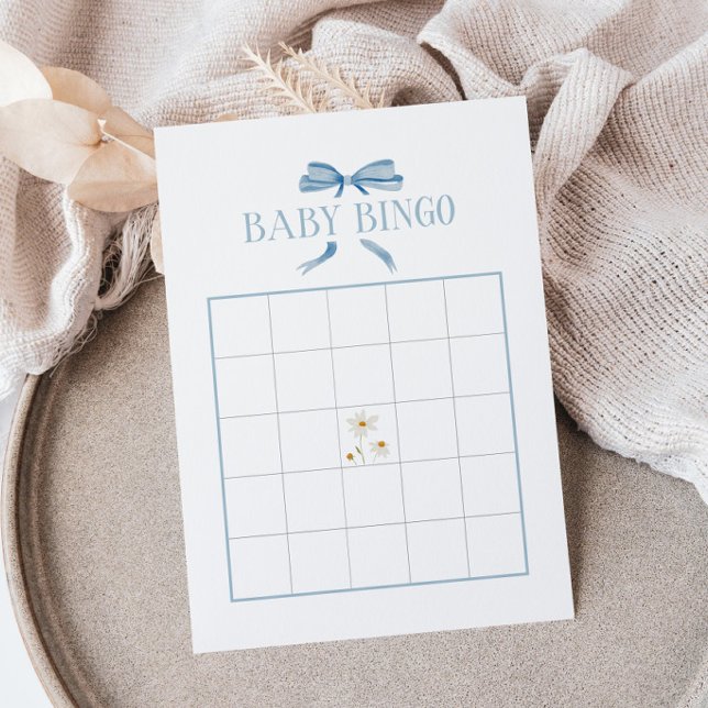 Blue Baby Shower Spring Floral Baby Bingo Card (Creator Uploaded)
