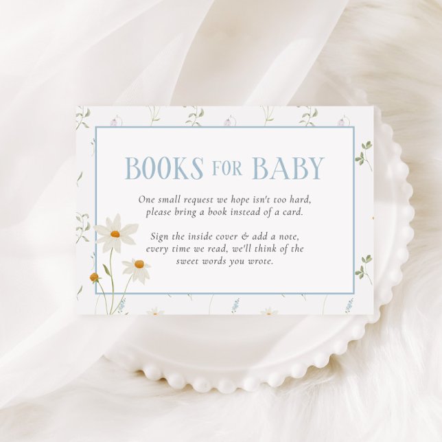 Blue Baby Shower Spring Floral Bow Diaper Raffle Enclosure Card (Creator Uploaded)