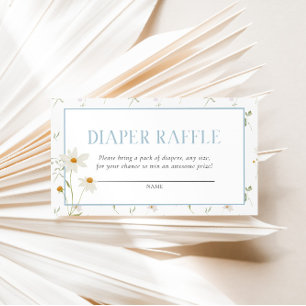 Blue Baby Shower Spring Floral Bow Diaper Raffle Enclosure Card