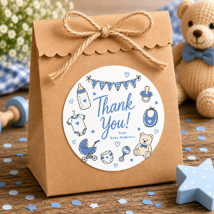 Blue Baby Shower Thank You Sticker