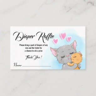Blue Baby Shower ticket Cat Diaper Raffle activity