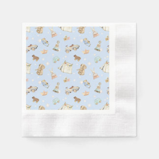 Blue Baby Shower Vintage Toys Coin Cocktail Napkin