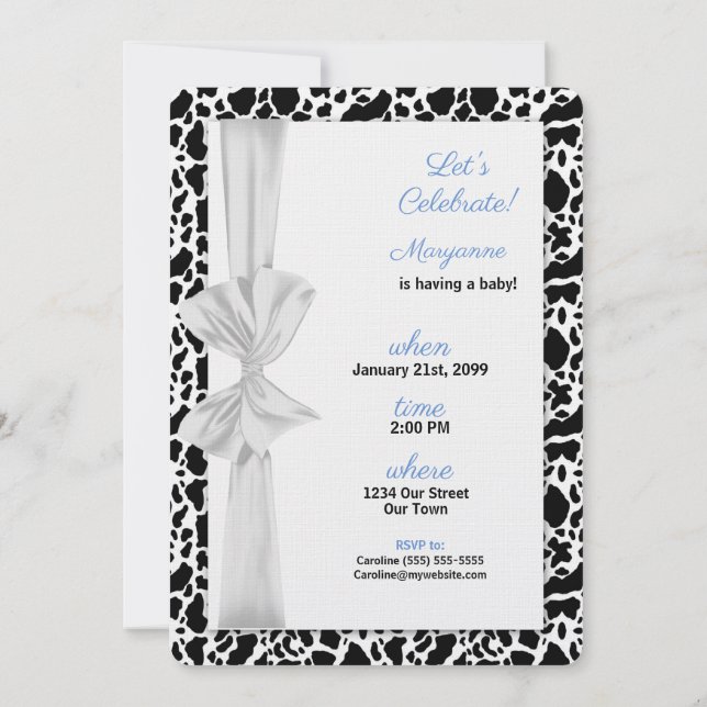 Blue Baby Shower Western Cowboy Theme Invitation (Back)