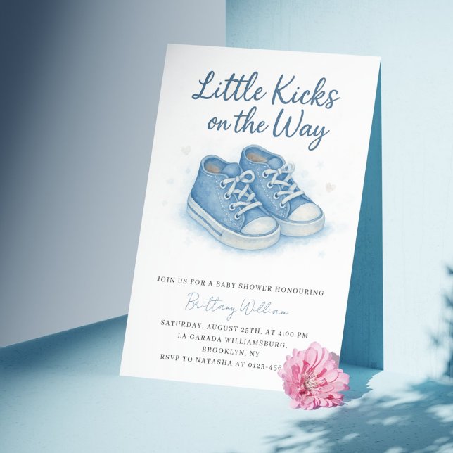 Blue Baby Sneakers Baby Shower  Invitation (Creator Uploaded)