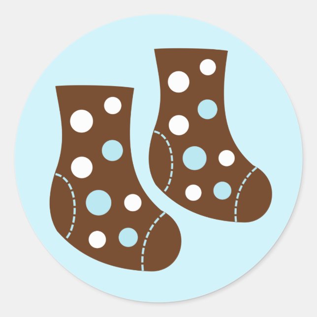 Blue Baby Socks Classic Round Sticker (Front)