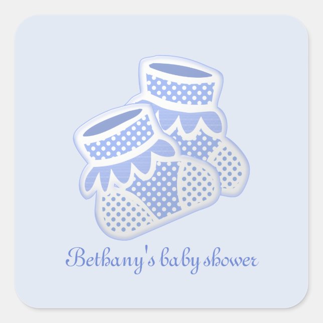 blue baby socks square sticker (Front)