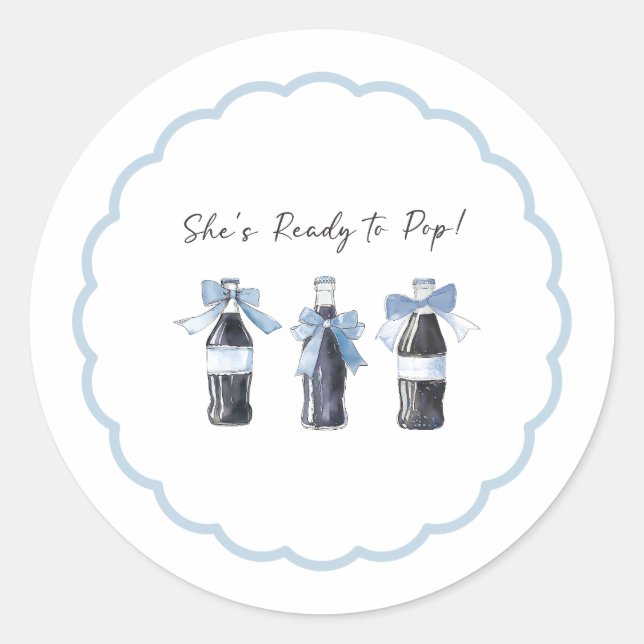 Blue Baby Soda Ready to POP! Classic Round Sticker (Front)