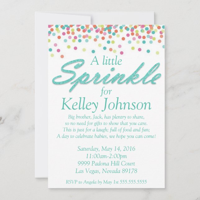 Blue Baby Sprinkle Shower Invite (Front)