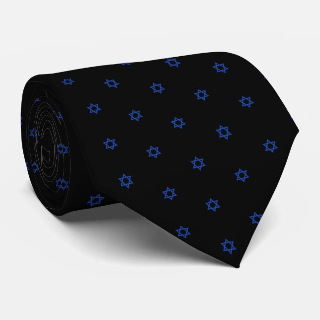 Blue Baby Star Of David Black Tie (Rolled)