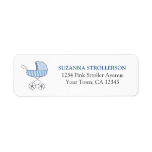 Blue Baby Stroller Return Address Label