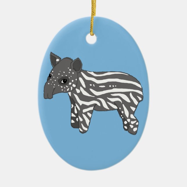 blue baby tapir ceramic tree decoration (Front)