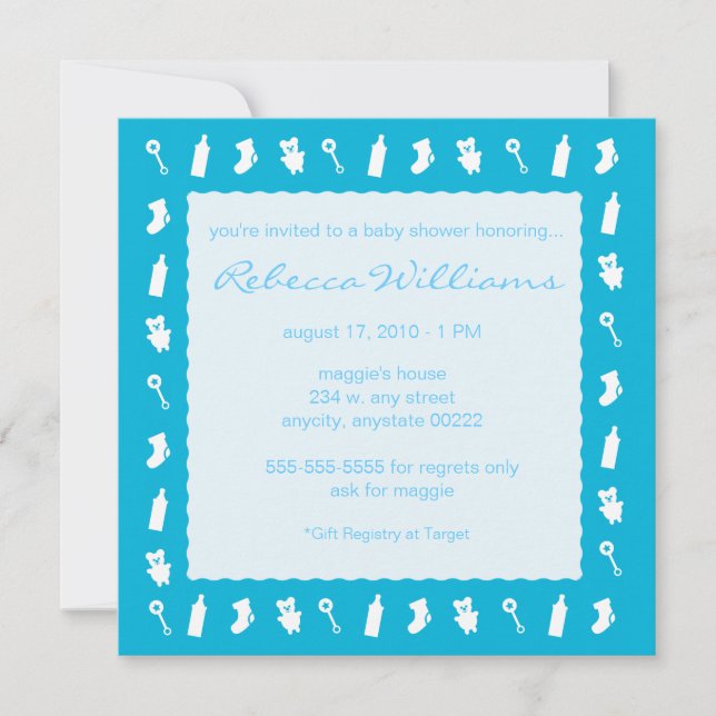 Blue Baby Things Invitation (Front)