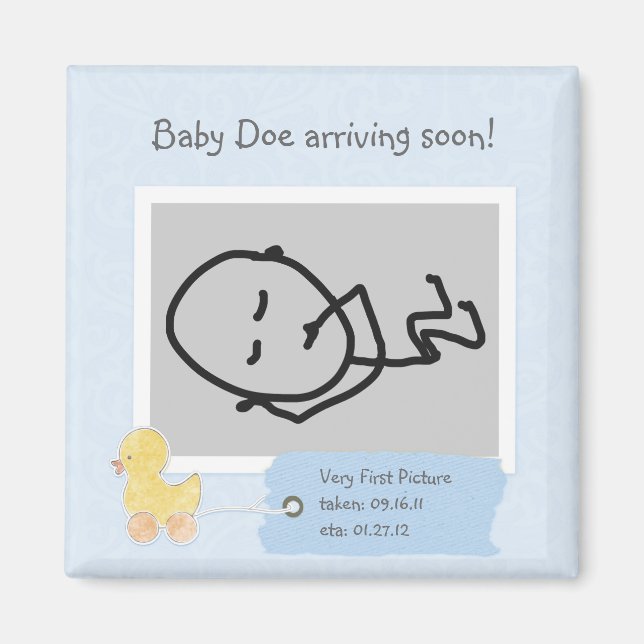 Blue Baby Ultrasound Photo Custom Duck Magnet (Front)