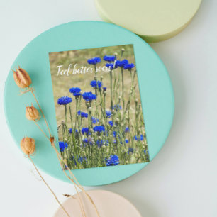 Blue Bachelor Buttons Floral Get Well Card
