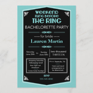 Blue Bachelorette Shower Invitation