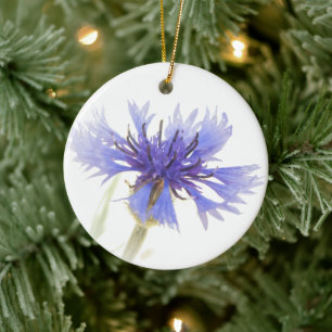 Blue Bachelor's Button Photo - Ceramic Tree Decoration
