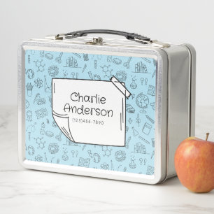 Blue Back To School Icons Lunch Box