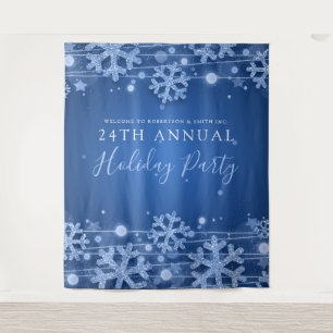 Blue Backdrop Corporate Elegant Winter Glam Tapestry