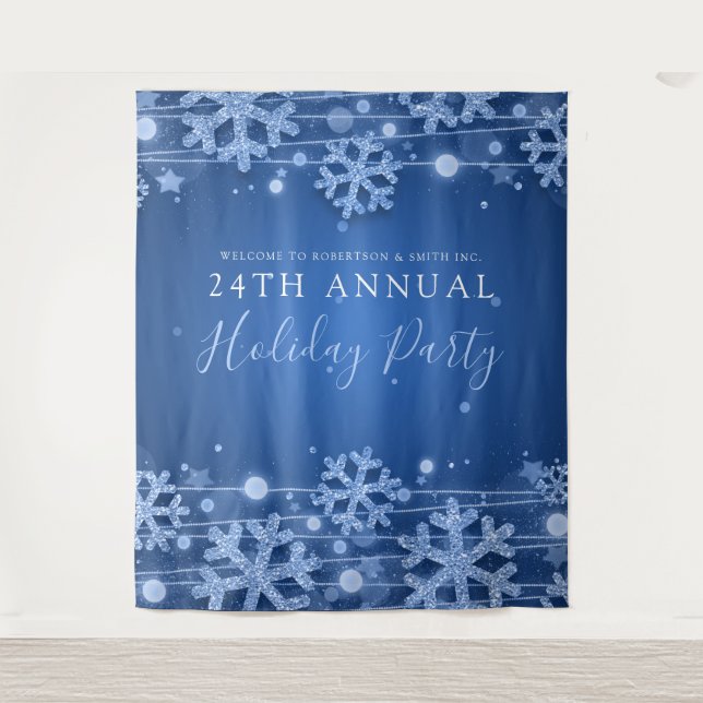 Blue Backdrop Corporate Elegant Winter Glam Tapestry (Front)