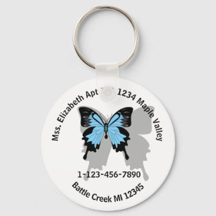 Blue Backed Butterfly Home or Business Contact Ke Key Ring
