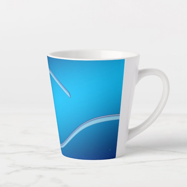 Blue Background Abstract Design Banner Latte Mug (Right)