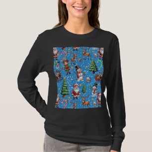 Blue Background Christmas Decorative Pattern T-Shirt
