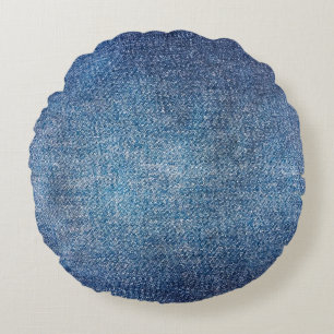 Blue background, denim jeans texture background. D Round Cushion