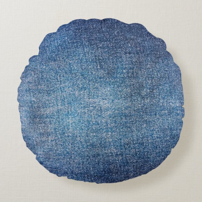 Blue background, denim jeans texture background. D Round Cushion (Front)