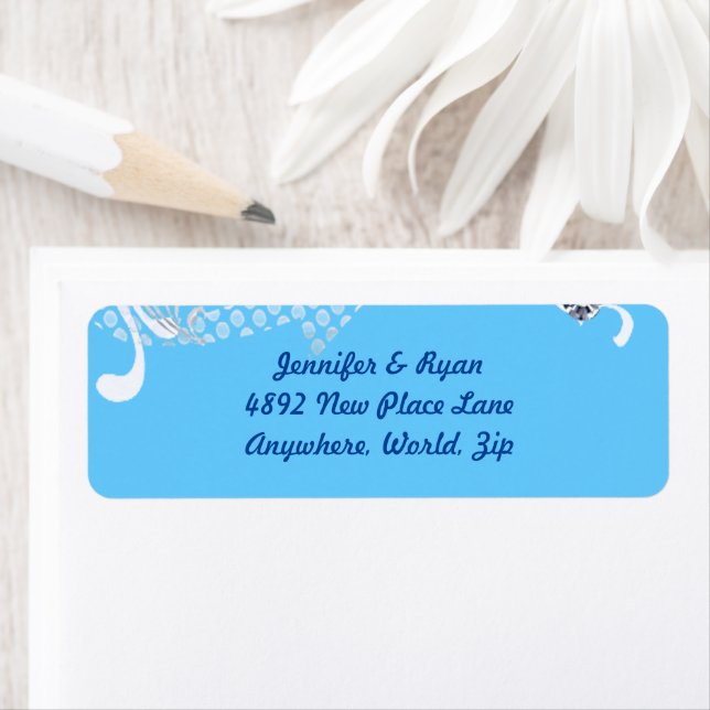 Blue Background & Diamonds Return Address Labels (Insitu)
