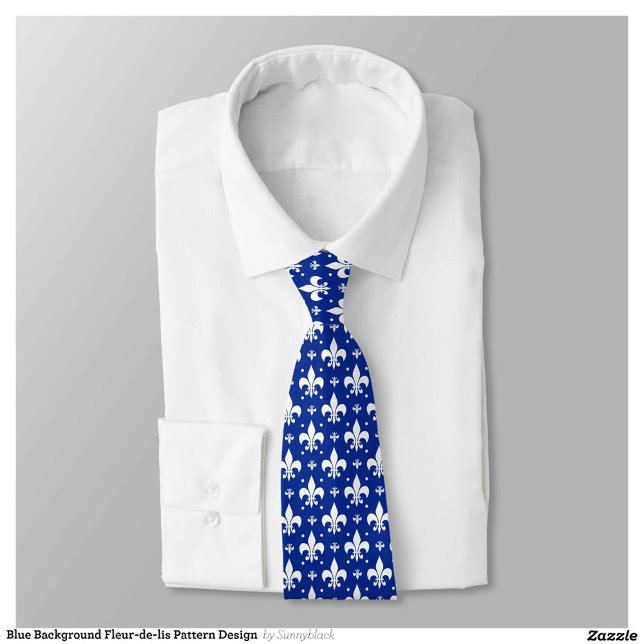 Blue Background Fleur-de-lis Pattern Design  Tie (Creator Uploaded)