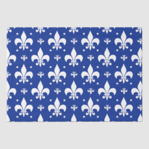 Blue Background Fleur-de-lis Pattern Design Tissue Paper