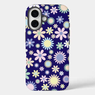 Blue Background Floral Pattern iPhone 16 Case