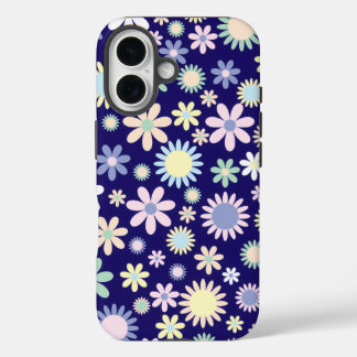 Blue Background Floral Pattern iPhone 16 Case