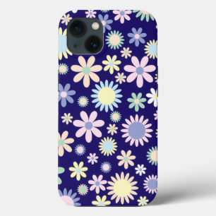 Blue Background Floral Pattern iPhone 13 Case