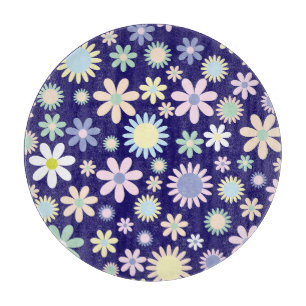 Blue Background Floral Pattern Cutting Board