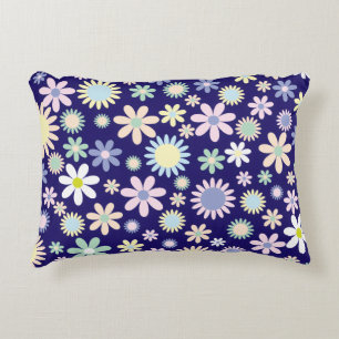 Blue Background Floral Pattern Decorative Cushion