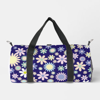 Blue Background Floral Pattern Duffle Bag