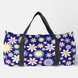 Blue Background Floral Pattern Duffle Bag