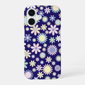 Blue Background Floral Pattern iPhone 16 Case