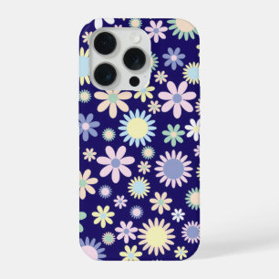 Blue Background Floral Pattern iPhone 15 Pro Case