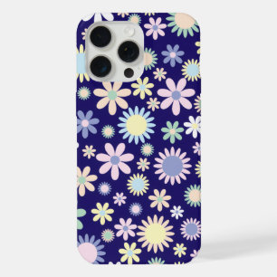 Blue Background Floral Pattern iPhone 15 Pro Max Case